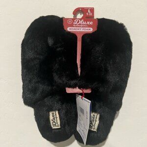 Comfy womens black slippers size Large